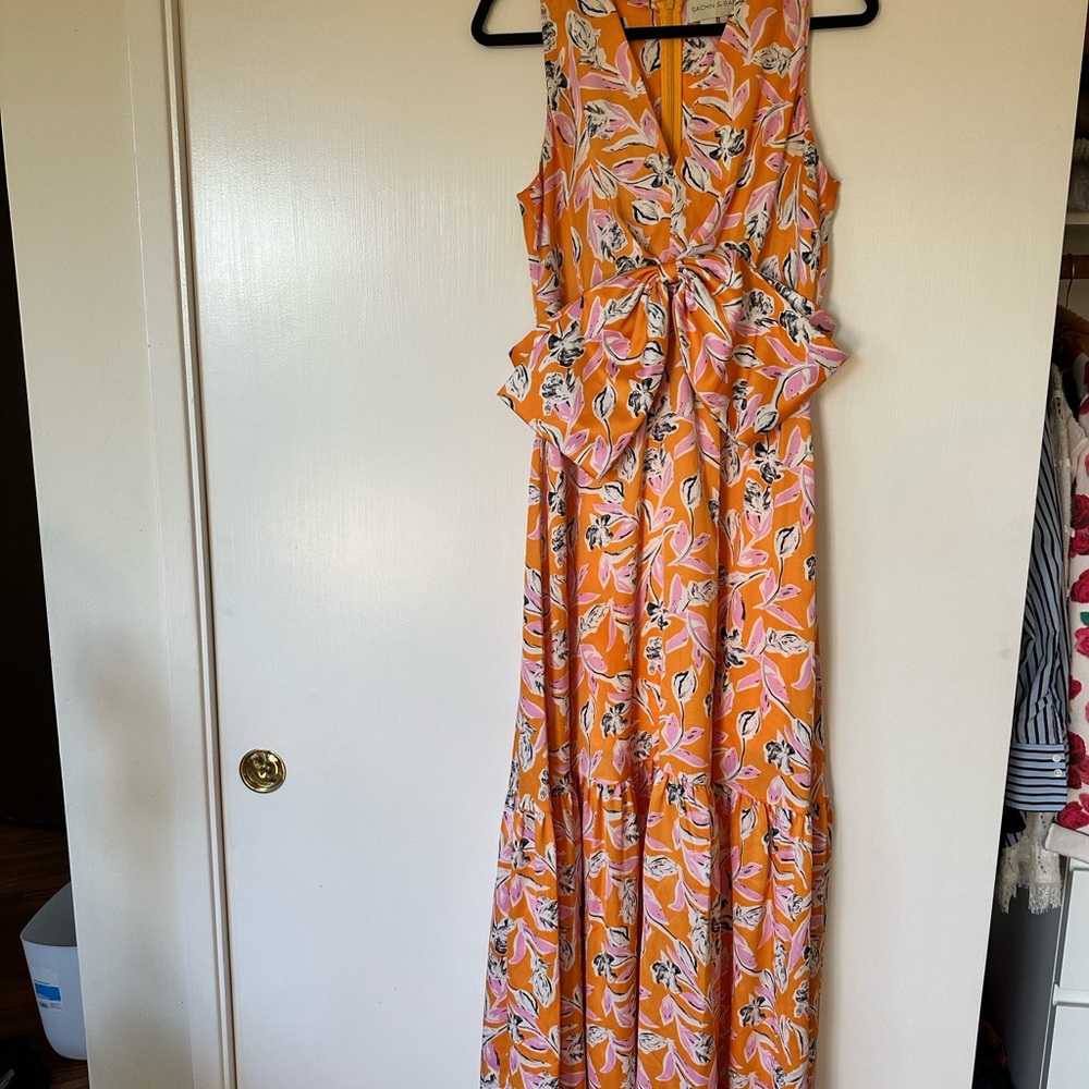 Sachin + Babi Vibrant Orange Floral Maxi Dress